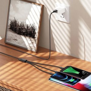 Kabel USB Hoco USB-A - USB-C + microUSB + Lightning 1 m Czarny 5