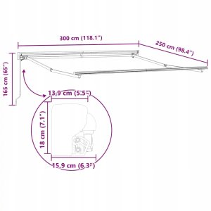 Markiza zwijana Pomarańczowy i brązowy 300x250 cm tkanina Lumarko! 11