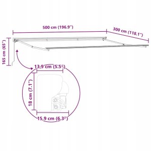 Markiza zwijana ręczne Żółty i pomarańczowy 500x300 cm tkanina Lumarko! 11