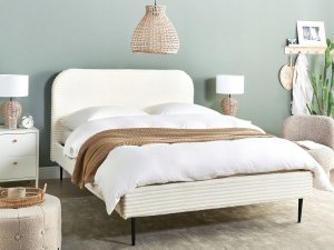 Łóżko Sztruks FLAYAT 140 x 200 cm Złamana biel 2