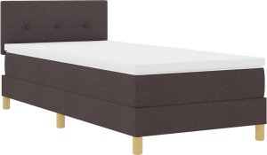 vidaXL Łóżko Box Spring z materacem Ciemnobrązowe 140x190 cm Tkanina Lumarko 3