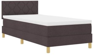 Łóżko z blokiem sprężynowym z materacem Ciemnobrązowe 90x200 cm Tkanina Lumarko! 4