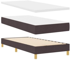 Łóżko z blokiem sprężynowym z materacem Ciemnobrązowe 90x200 cm Tkanina Lumarko! 5