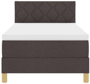 Łóżko z blokiem sprężynowym z materacem Ciemnobrązowe 90x200 cm Tkanina Lumarko! 7