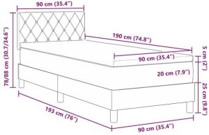 Łóżko Box Spring z Materacem Szary Jedynka Aksamit Lumarko! 12