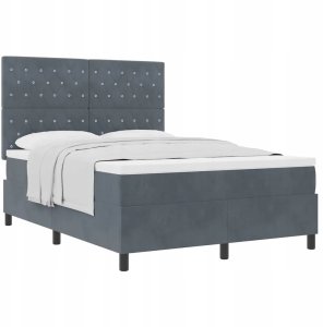 Box Spring Łóżko z Materacem Ciemnoszary 160x200 cm Aksamit Lumarko! 3