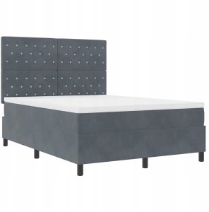 Box Spring Łóżko z Materacem Ciemnoszary 160x200 cm Aksamit Lumarko! 5