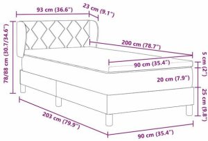 Łóżko Box Spring z materacem - Jasnoszary, 90x200 cm, Tkanina Lumarko! 12