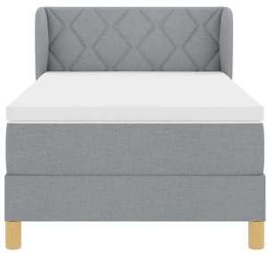 Łóżko Box Spring z materacem - Jasnoszary, 90x200 cm, Tkanina Lumarko! 7