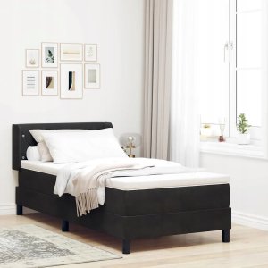 Łóżko boxspring z materacą czarne 90x190 cm z aksamitu Lumarko! 2