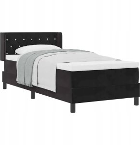 Łóżko boxspring z materacą czarne 90x190 cm z aksamitu Lumarko! 3