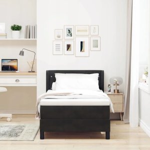 Łóżko boxspring z materacą czarne 90x190 cm z aksamitu Lumarko! 4