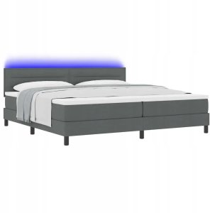 Łóżko z materacem i podświetleniem, ciemnoszare, 200x200 cm, materiał Lumarko! 3