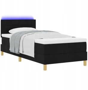 Czarne łóżko sprężynowe z materacem i LED 100x200 cm Lumarko! 3