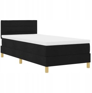 Czarne łóżko sprężynowe z materacem i LED 100x200 cm Lumarko! 6