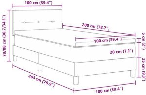 vidaXL Łóżko Na Sprężynach z Materacem & LED Ciemnoszare 100x200 cm Tkanina Lumarko 15