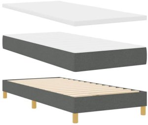 vidaXL Łóżko Na Sprężynach z Materacem & LED Ciemnoszare 100x200 cm Tkanina Lumarko 7