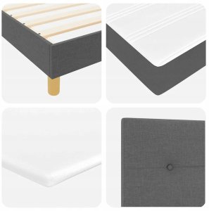 Łóżko z ramą z materacem i LED ciemnoszare 120x190 cm tkanina Lumarko! 11