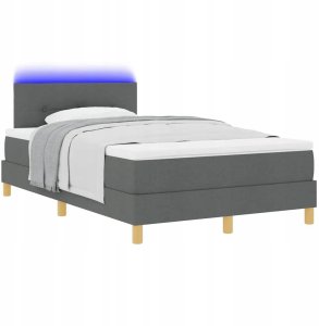 Łóżko z ramą z materacem i LED ciemnoszare 120x190 cm tkanina Lumarko! 3