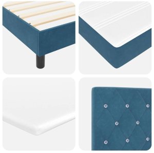 vidaXL Box Spring Łóżko z Materacem i LED Niebieskie 180x200 cm Aksamit Lumarko 11