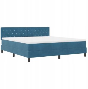 vidaXL Box Spring Łóżko z Materacem i LED Niebieskie 180x200 cm Aksamit Lumarko 3