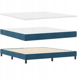 vidaXL Box Spring Łóżko z Materacem i LED Niebieskie 180x200 cm Aksamit Lumarko 6