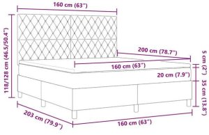 vidaXL Łóżko Box Spring z materacem i LED ciemnoszare 160x200 cm aksamitne Lumarko! 15