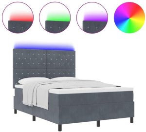 vidaXL Łóżko Box Spring z materacem i LED ciemnoszare 160x200 cm aksamitne Lumarko! 2