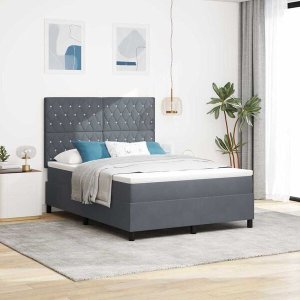 vidaXL Łóżko Box Spring z materacem i LED ciemnoszare 160x200 cm aksamitne Lumarko! 3