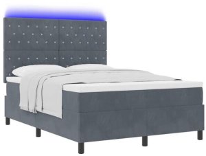 vidaXL Łóżko Box Spring z materacem i LED ciemnoszare 160x200 cm aksamitne Lumarko! 4