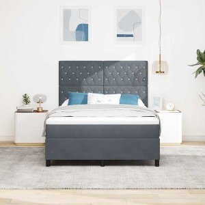 vidaXL Łóżko Box Spring z materacem i LED ciemnoszare 160x200 cm aksamitne Lumarko! 5