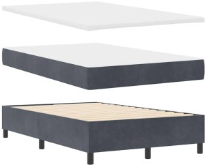 Łóżko typu box spring z materacem i LED ciemnoszare 120x190 cm aksamitne Lumarko! 4