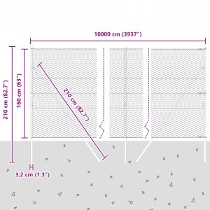Ogrodzenie z słupkami Szary 1.6 x 100 m Stal pokryta PCV Lumarko! 12