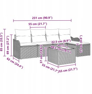 Zestaw Sof na Ogród z poduszką 6 pcs Brązowy Polirattan Lumarko! 13