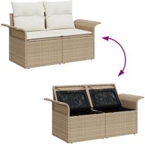 vidaXL Zestaw Sof na Ogród z poduszką 8 pcs Beżowy Polirattan Lumarko 12