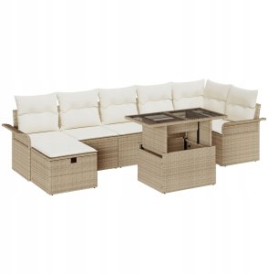 vidaXL Zestaw Sof na Ogród z poduszką 8 pcs Beżowy Polirattan Lumarko 2
