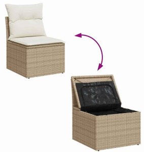 Zestaw Sof na Ogród z poduszką 9 pcs Beżowy Polirattan Lumarko! 14