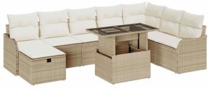 Zestaw Sof na Ogród z poduszką 9 pcs Beżowy Polirattan Lumarko! 2