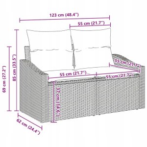 Zestaw Sof na Ogród z poduszką 9 pcs Beżowy Polirattan Lumarko! 11