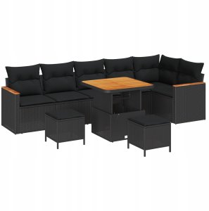 Zestaw Sof na Ogród z poduszką 9 pcs Czarny Polirattan Lumarko! 2