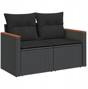 Zestaw Sof na Ogród z poduszką 9 pcs Czarny Polirattan Lumarko! 6