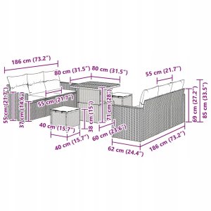 Zestaw Sof na Ogród 9 pcs beżowo-kremowy 80 x 80 x 71 cm Lumarko! 12