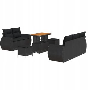 Modułowy zestaw sof ogrodowych 8 pcs Czarny 90 x 55 x 71 cm Lumarko! 2