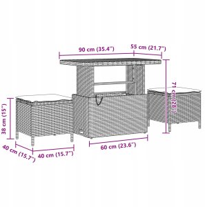 Zestaw Sof na Ogród 8 pcs Czarny i kremowy 90 x 55 x 71 cm Lumarko! 12