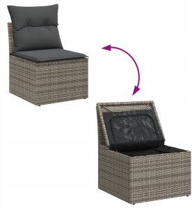 vidaXL Zestaw Sof na Ogród z przechowywaniem 11 pcs Szary Polirattan Lumarko 11