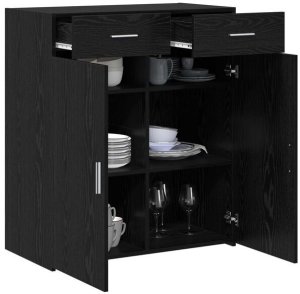 Szafka na przechowywanie Czarna dębowa 80x42.5x93.5 cm Lumarko! 11