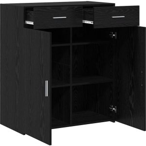 Szafka na przechowywanie Czarna dębowa 80x42.5x93.5 cm Lumarko! 3