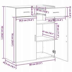 Szafka na przechowywanie Czarna dębowa 80x42.5x93.5 cm Lumarko! 10