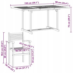 Zestaw do jadalni w ogrodzie 5 pcs Brązowy Lite drewno tekowe Lumarko! 11