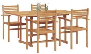 Zestaw do jadalni w ogrodzie 5 pcs Brązowy Lite drewno tekowe Lumarko! 12